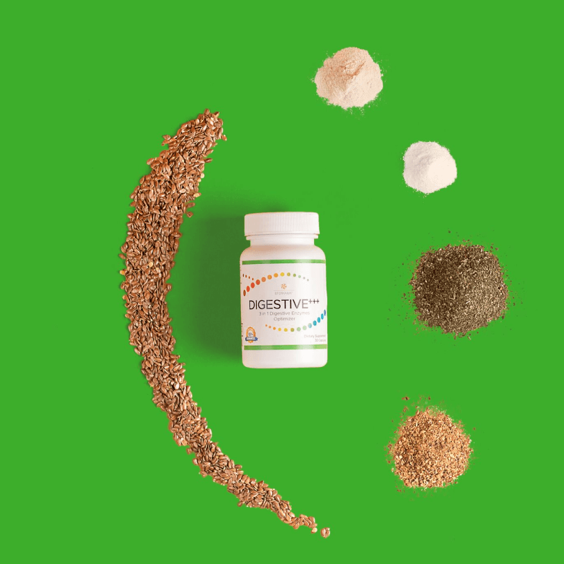 pill bottle and seeds, green background