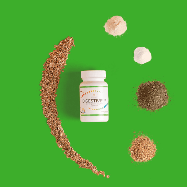 pill bottle and seeds, green background